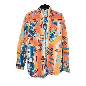 Western Plains Trading Co Shirt Mens L Native Style Southwestern Button Vintage